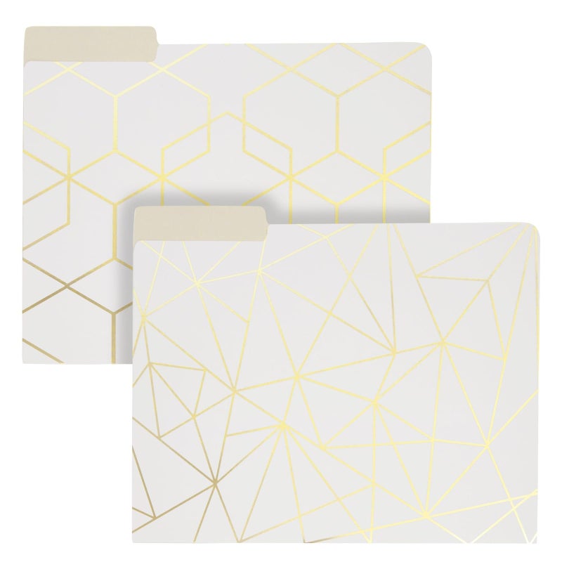 Paper Junkie 12-Pack Cute Geometric Gold Foil Decorative & Colored File Folders, Letter Size (9.5x11.5 in) - 1/3-Cut Tab File Folders for Office Supplies - Aesthetic Office Supplies - Image 5